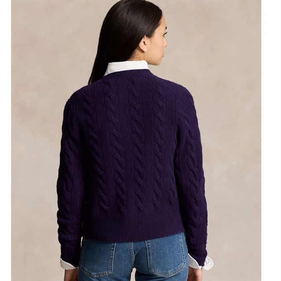 Polo Ralph Lauren Cable-Knit Wool-Cashmere Cardigan, Midnight Purple